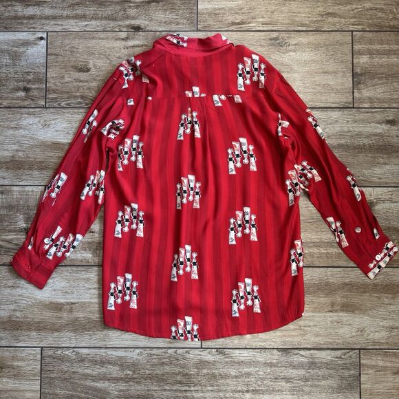 Chico's Designs Red Black Rayon Japanese Women Print Size 2 - Picture 5 of 12